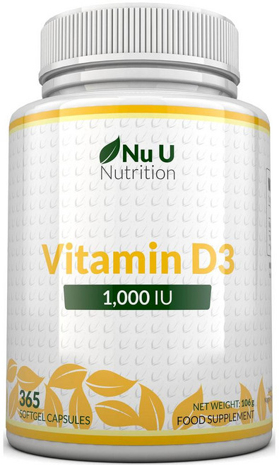 영국산 비타민 D3 1000IU 정제 뼈 근육 및 면역 체계를 위한 태양 비타민 365정1개, 1개, 365정