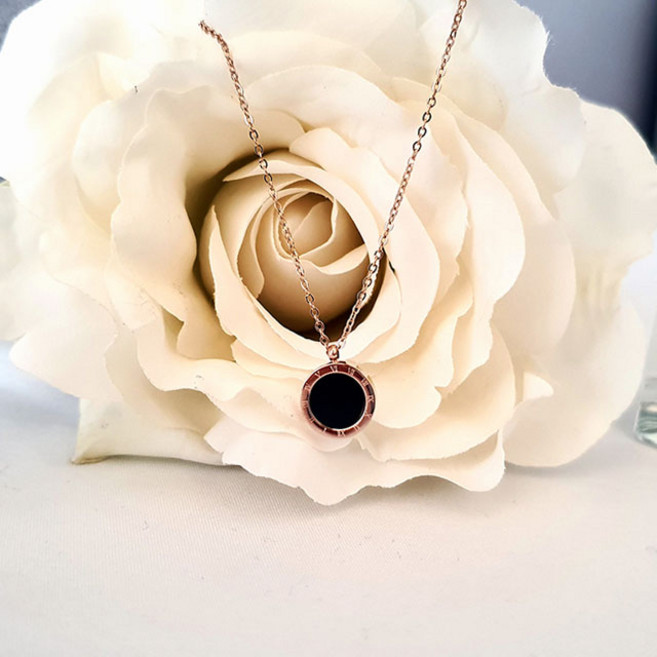 빅윈 양면 오닉스 자개 써클 로마숫자 라운드 팬던트 패션 목걸이 N59 패션목걸이