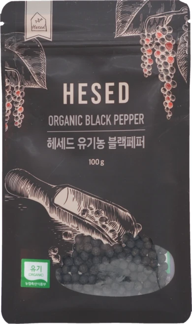 헤세드 유기농 블랙페퍼 비닐파우치, 1개, 100g - 쿠팡