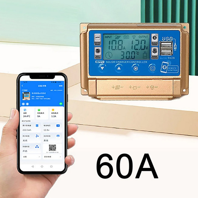 태양광충전 고화질 12 충전 50A 디지털 30A 레귤레이터 24V 스마트 LCD 배터리 컨트롤러 태양광 V 60A MPPT 와이파이 블루투스 패널, 4) 60A Bluetooth, 4) 60A Bluetooth