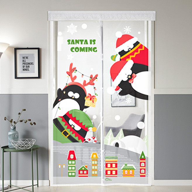 알뜨리 EVA 디자인 현관 방문 자석식 방풍비닐 헬로펭귄(투명) 방풍막 바람막이 방풍 방한 보온 단열 비닐 커튼 우풍 외풍 차단, 1개