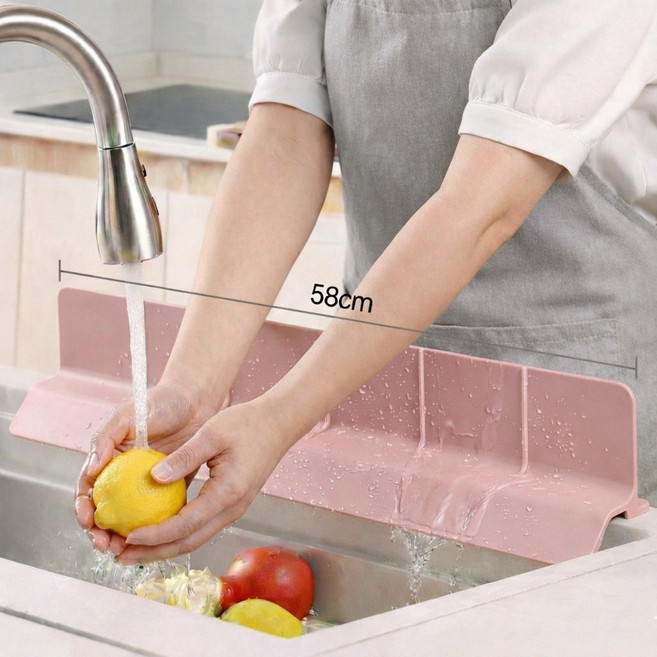 에스위두 물튀김 방지 처마 싱크대 물막이 높이 9cm M, 1개, 핑크