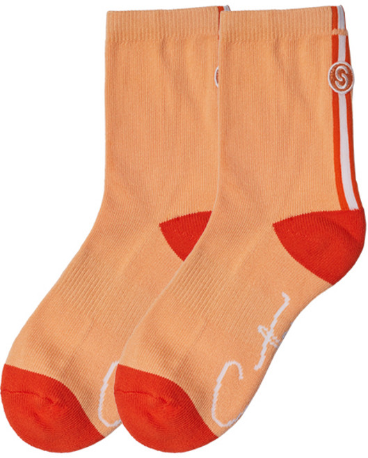 세인트나인 여성 중목 스트라이프 양말 LIGHT ORANGE, 1개