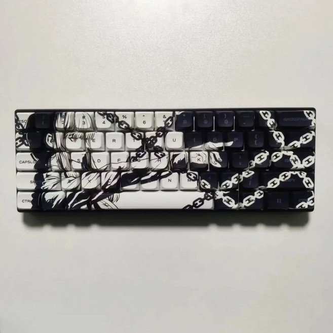 마키마 체인소맨굿즈 키캡 기계식키보드 PBT 키캡 129키, A 61 keys XDA