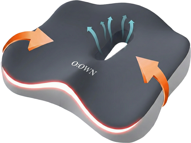오운 메모리폼 치질 도넛 방석, 그레이, 1개