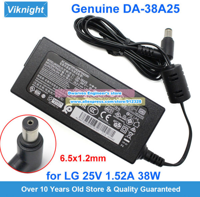 LG 사운드바용 오리지널 DA-38A25 DA-50F25 충전기 LH7 SJ4 SH4 SH5 SK5Y SK7-C SL4R NB3540 NB3732A SH8 SJ8 NB4540 25, 02 25V1.52A-6.5x1.2mm-A, 01 CHINA, 1개
