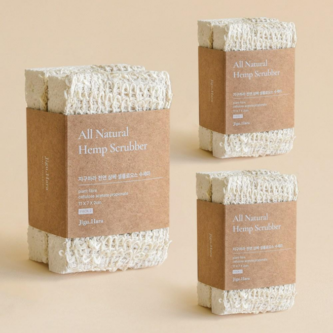 JIGUHARA 천연 수세미 삼베 셀룰로오스, 1개, 6개입