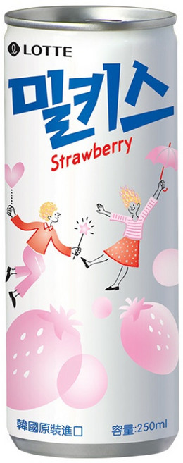 LOTTE Milkis 乳酸蘇打風味飲 250ml, 1個, 優格風味碳酸飲【草莓】 250ml