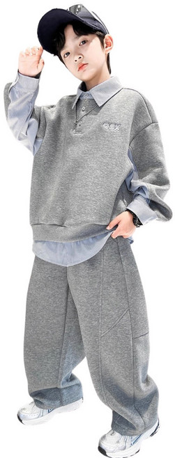 삐삐네옷가게 남아용 봄 상하 댄디 스트릿 셔츠 레이어드 세트