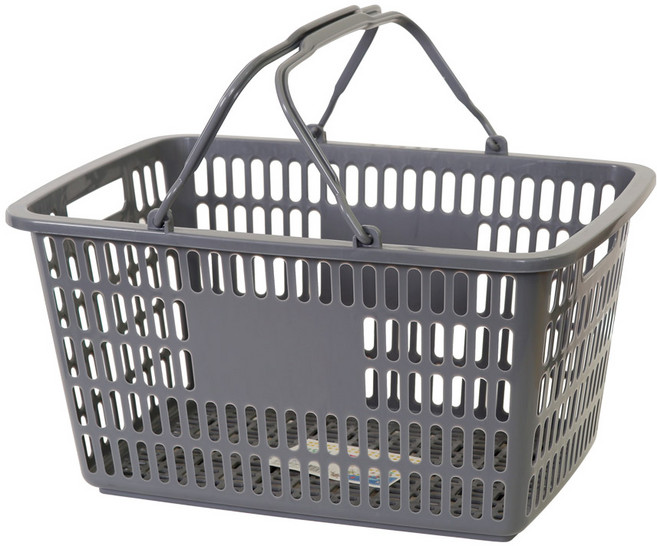지오리빙 플라스틱 하모니 마트 쇼핑 바구니 소/중/대 시장 장보기 욕실 수납, 중-그레이, 1개