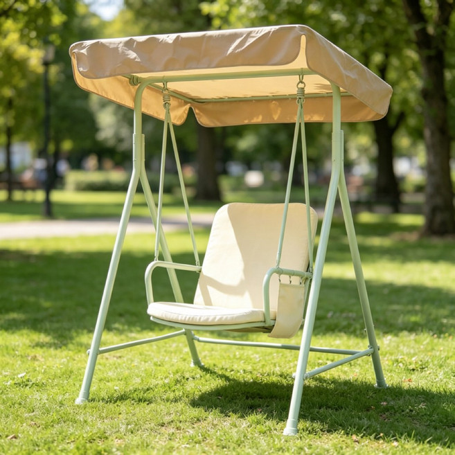 정원 가든 그네 흔들의자 정원 인테리어 1인용 그린 90cm*93cm*156cm, 녹색, 1개