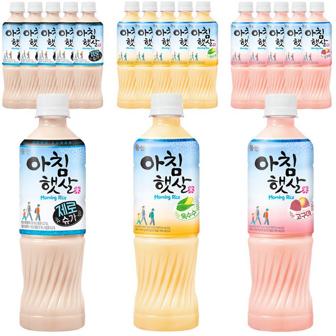 웅진 아침햇살 음료 3종 세트(제로슈가+옥수수+고구마), 15개, 500ml