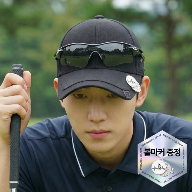 에버문 남성 골프모자 스포츠 볼캡, 1개, 블랙