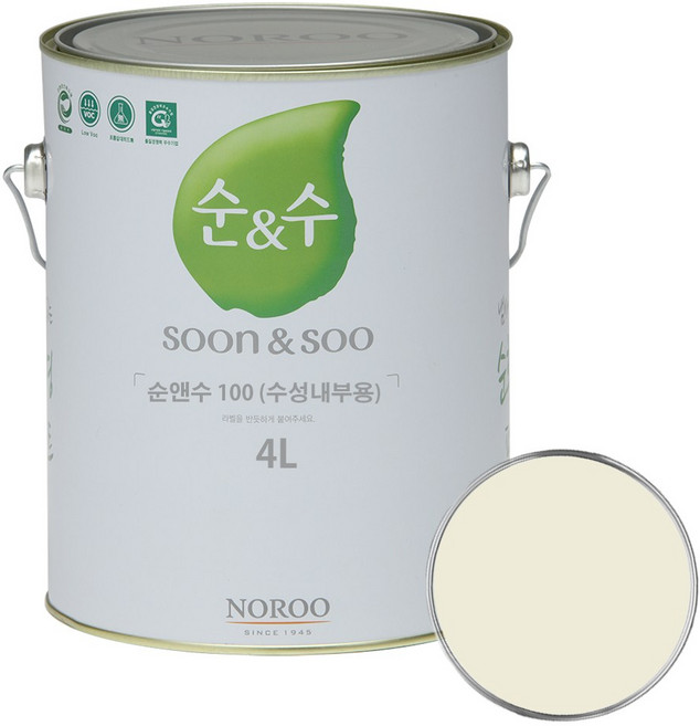 노루페인트 수성페인트 순&수100 4L, 화이트5