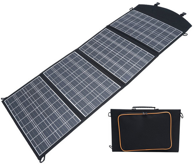 RYNOVEX 휴대용 접이식 단결정 태양광 패널 충전기18V 캠핑용 야외 낚시용 전지판 차량용 태양열 발전기 60W 1개