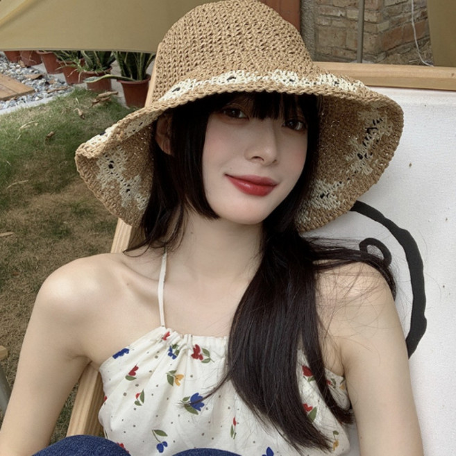 루비앤 대두 모자 여름 감성 라탄 왕골 밀짚 벙거지 캠핑 휴양지 데일리 버킷햇 빅 사이즈 모자