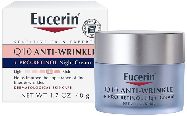 Eucerin Q10 抗皺+視黃醇晚霜, 1個, Q10晚霜 視黃醇撫紋乳霜-48g