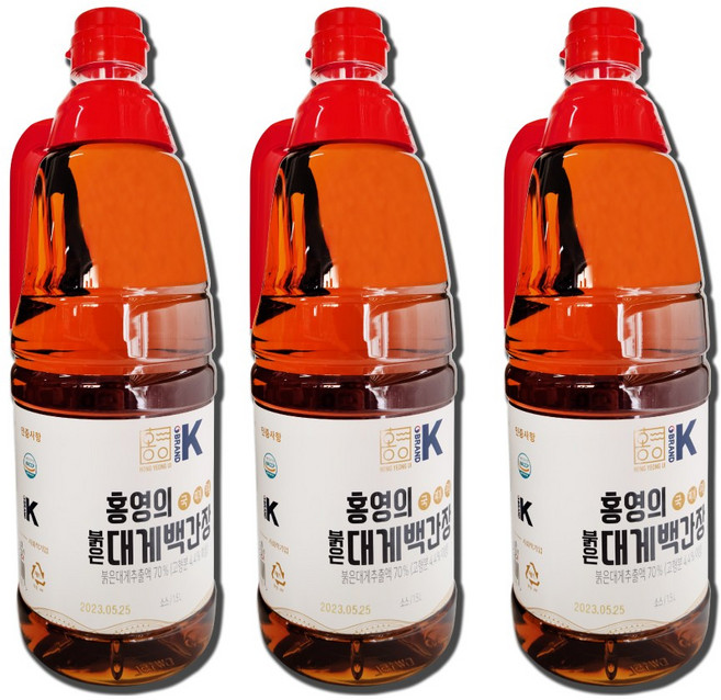 홍영의 붉은대게 백간장1.5L 맑은간장 국 찌개 무침 계란 찜 요리색 그대로 만능 맛간장, 1.5L, 3개