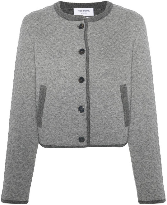 톰 브라운 헤링본 3D 니트 가디건