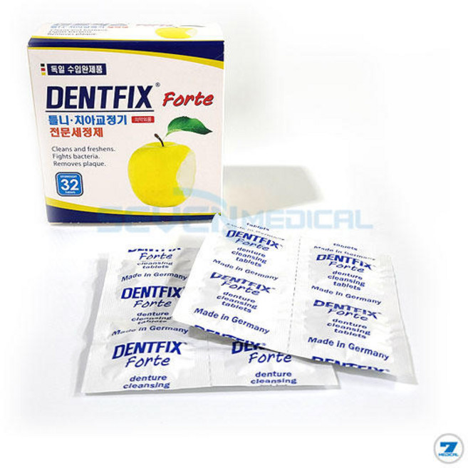 덴트픽스 틀니 치아교정기 전문세정제, 32개입, 3개