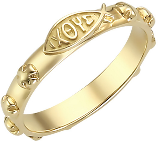 골드캣 14k 18k 물고기 십자 묵주반지 2.1g - R6011 (각인서비스)