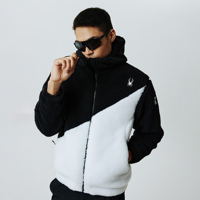 [스파이더 본사 직영] 공용 유로스포츠 플리스 패딩 후드 집업 자켓 SPIWCNJK222UWHT