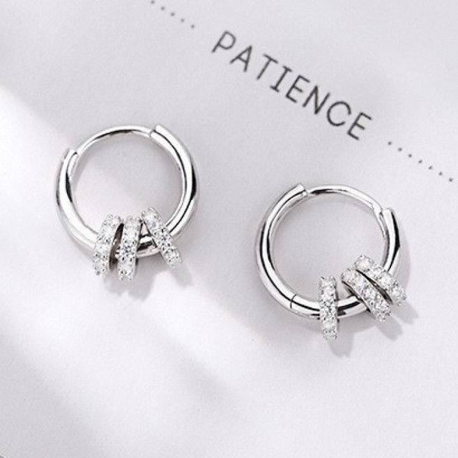 JONNEIC 조네익 S925순은 14k 도금 스몰 링 큐빅 원터치 귀걸이