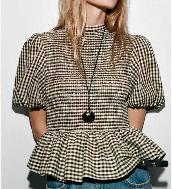 자라 허니콤 깅엄 체크 탑 2358659