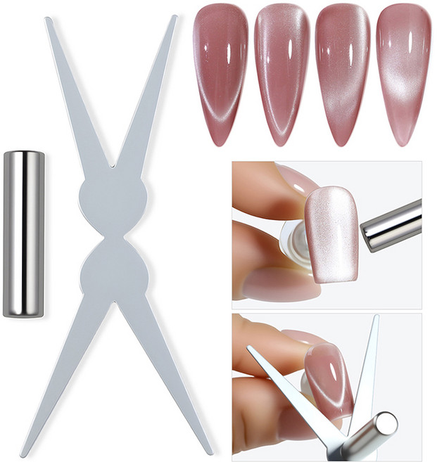 더블헤드 캣아이 마그넷 세트 원형 자석 젤 네일 V라인