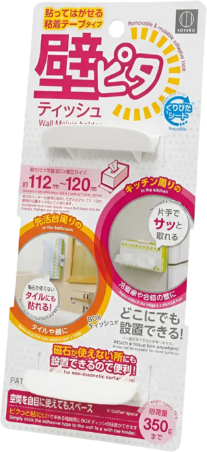 부착형 무타공 각휴지 고정 홀더, 화이트, 1개