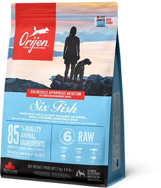 [간식증정] 오리젠 DOG 6피쉬 2kg 고품질원육 강아지 눈물사료 비숑 포메 말티즈, 1개, 1.8kg