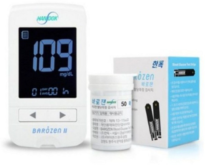 HANDOK 바로잰 혈당측정기 + 시험지 50매, 1세트