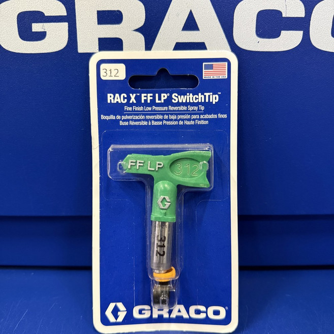 Graco FFLP108 미세 마감 에어리스 292986 X 양면 건용 팁 저압 스프레이 페인트 RAC, 19 FFLP312 그린 저압 컴팩트 노즐 업그레이드