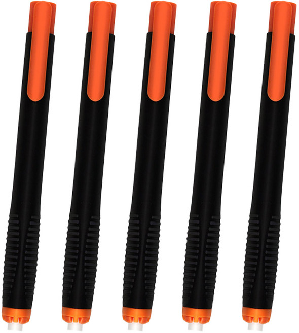 노크식 샤프식 잘지워지는 스틱 지우개 6.8mm, 5개, 블랙