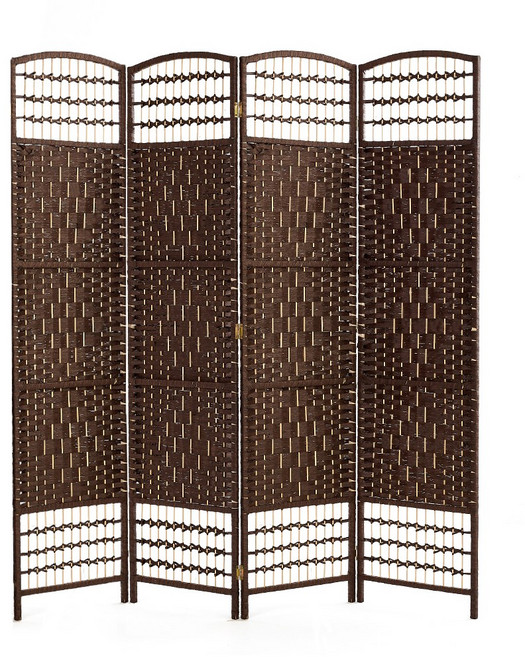 요고바라 라탄 인테리어 파티션 원목 가리개 이동식 가림막, 커피