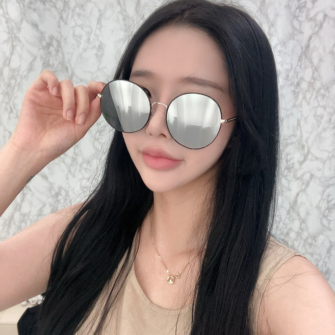 VANANA2 빅사이즈 슬림테 동글이 미러 선글라스