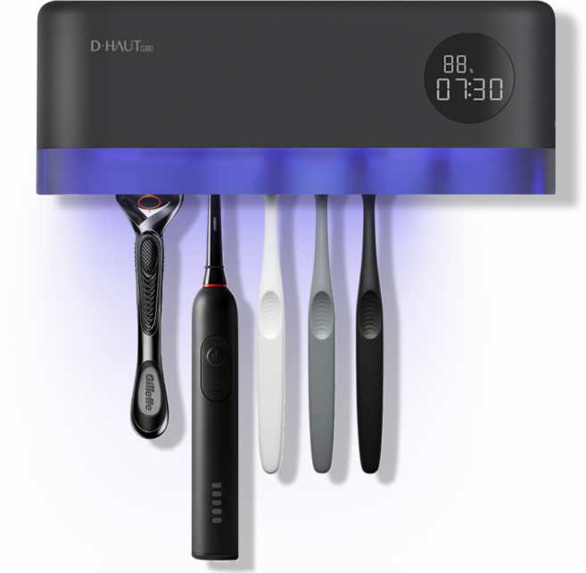 디하우트 자동 UV 무선 칫솔 살균기, DHTS001G, 블랙