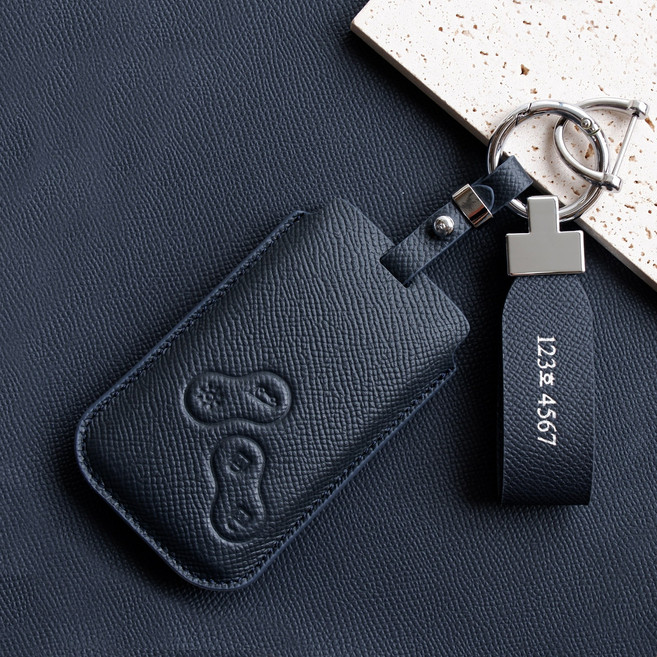 (무료각인)트니르 르노삼성 호환 C타입 SM3 SM5 SM7 CLIO QM3 QM5 차키 케이스 키홀더 스마트키 자동차 키 커버 케이스 차량용품, 르노C타입, 다크네이비