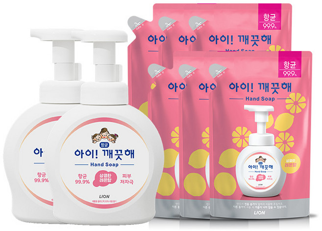 [LION] 아이깨끗해 490m용기lx2개+450mlx6개, 상세 설명 참조, 1세트