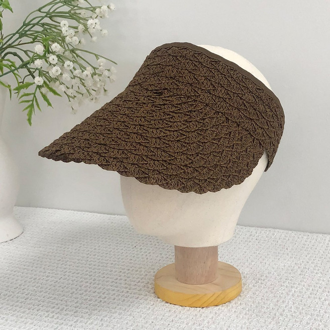 잼젬 밀짚 라탄 라피아 벨크로 돌돌이 여성 썬캡