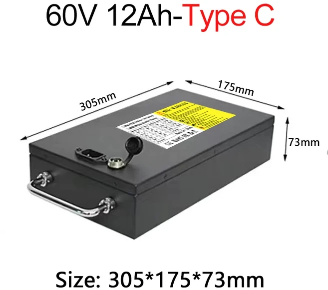 할리 배터리 60V 12Ah 15Ah 18Ah 21Ah 24Ah 리튬 셀 팩 BMS 포함 1800W 전동 스쿠터 오토바이용 +67.2V 3A, 10 60V12Ah-Type C