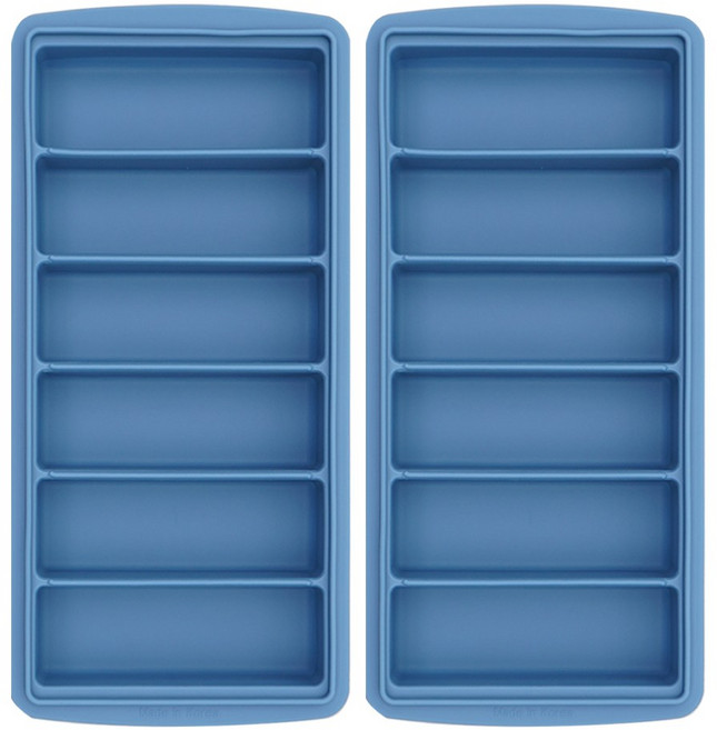 비비또 막대형 실리콘 얼음 트레이 아이스 큐브, 6구 2개 세트, 쿨블루, 2개