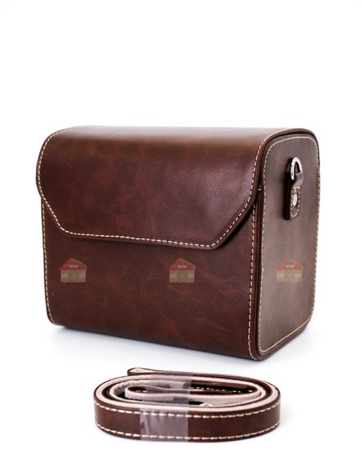 相機包 深咖色 橫式設計 適用Pentax 17 底片微單相機 附背帶 內置隔板與收納袋, 1個