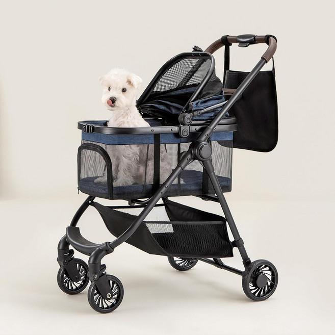 탈착식 캐리어가 있는 3 in 1 반려동물 캐리어 유모차 33파운드까지의 소형소형견용 접이식 개 및 고양이 대형 보관 가방 풀 윈도우 메시 원터치 듀얼 브레이크 카시트, Urban Gray