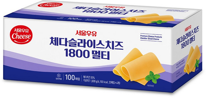 서울우유 체다슬라이스치즈 멀티, 100개, 18g