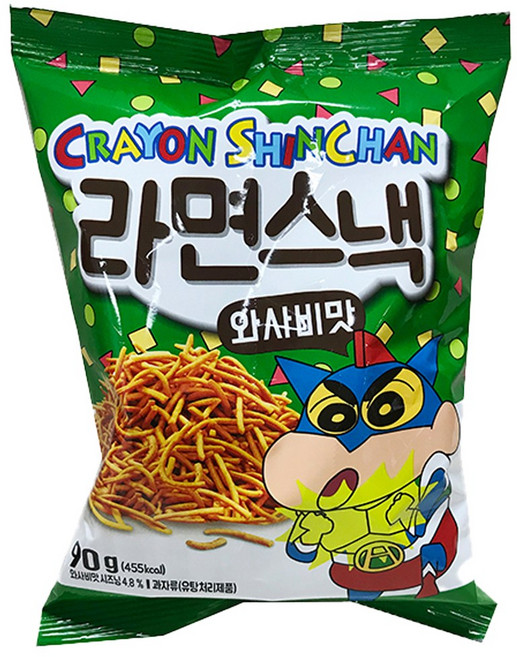 크레용 신짱 라면 스낵 와사비맛 90g 짱구 과자, 1개