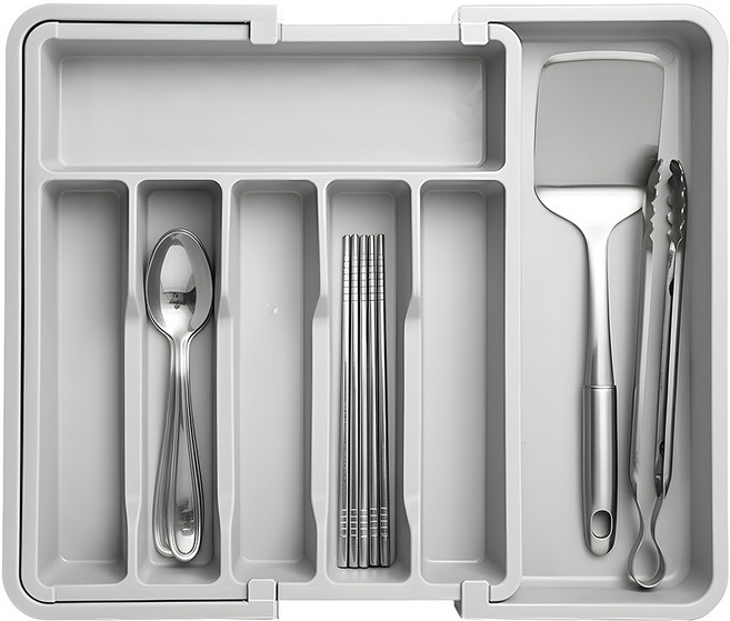 싱크대서랍정리 커트러리정리함 길이조절 서랍수저정리함 수저분리함, 1개, 모던그레이