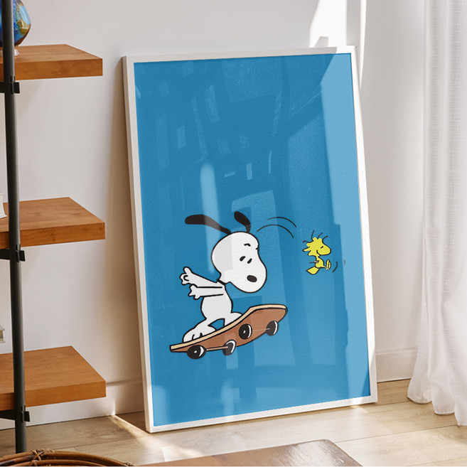스누피 그림 포스터 snoopy 빈티지 일러스트 액자 카페 감성 아기방 인테리어 소품 31, A3 사이즈(297x420mm), A3 포스터 + 블랙 액자 결합