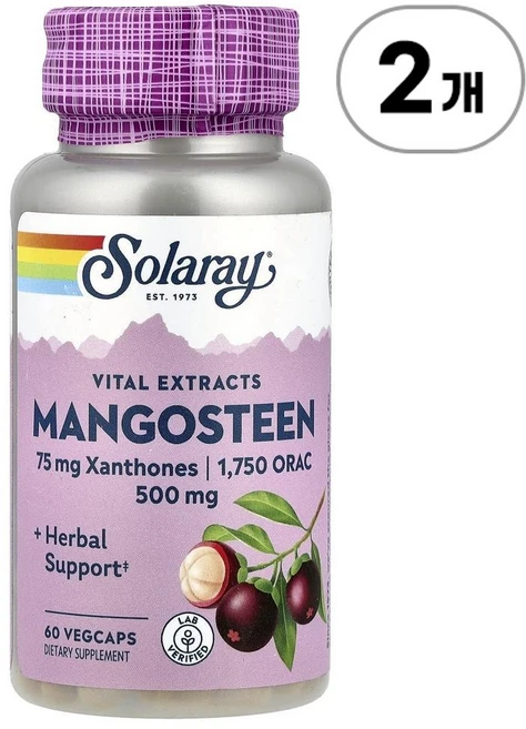 솔라레이 바이탈 익스트랙트 망고스틴 Solaray Vital Extracts Mangosteen 60정, 2개 - 쿠팡