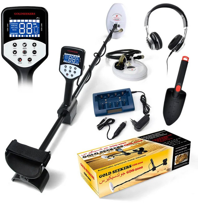 핸드헬드 금속 탐지기 GDS2000 지하 금 고감도 LCD 디스플레이, 1개, 80cm-160cm-0.02